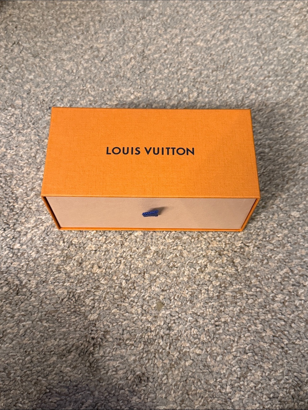 Louis Vuitton Orange and Beige Drawer Box with Blue Pull
